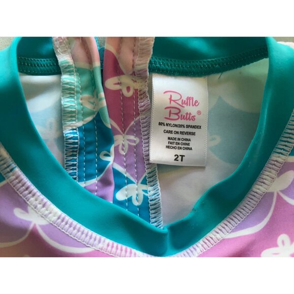 Ruffle Butts Girls Swimsuit 2T Long Sleeve One Piece UPF 50+ Mermaid Scales Past - Picture 12 of 13